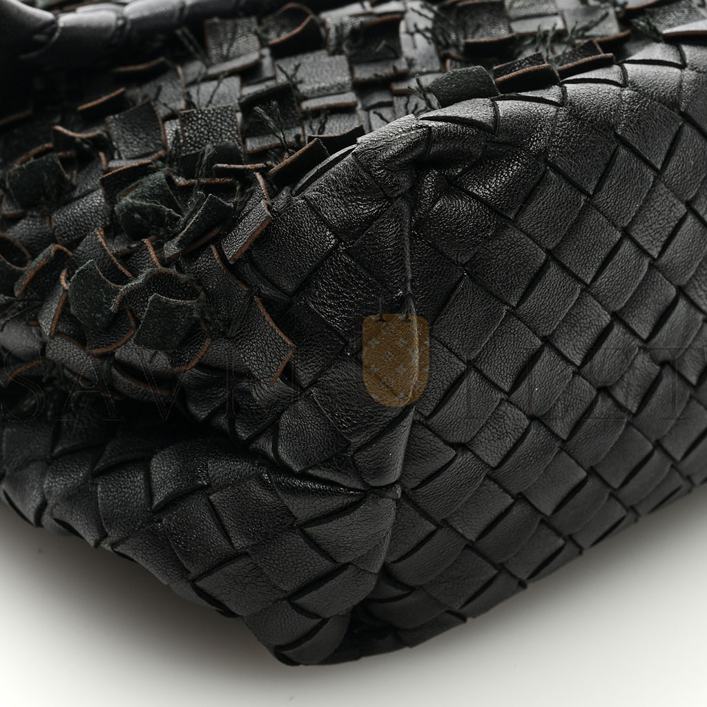 bo*te*ga Ve*ne*ta nappa intrecciato fringe flap black (28*20*10cm)